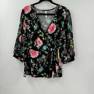 NWT PS floral wrap blouse